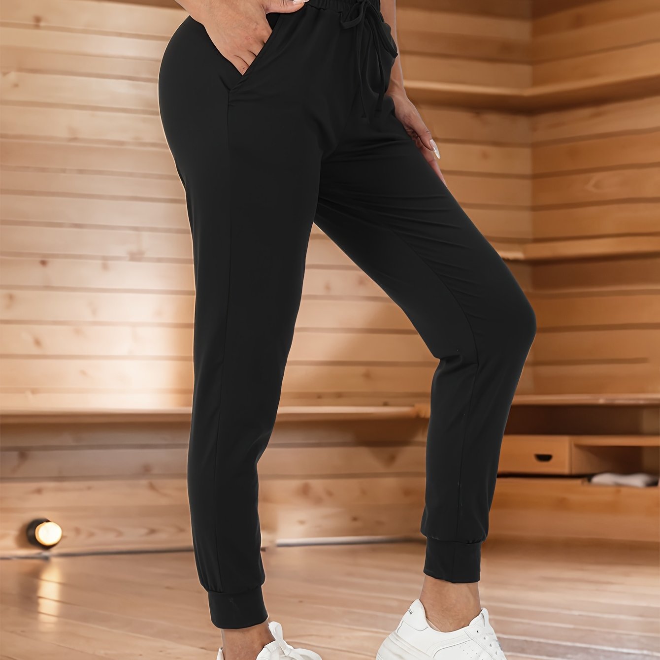 E-shop Damen Freizeit-Jogginghose mit elastischem Bund, für alle Jahreszeiten geeignet, hochdehnbare bequeme Jogginghose mit geradem Bein , athletische