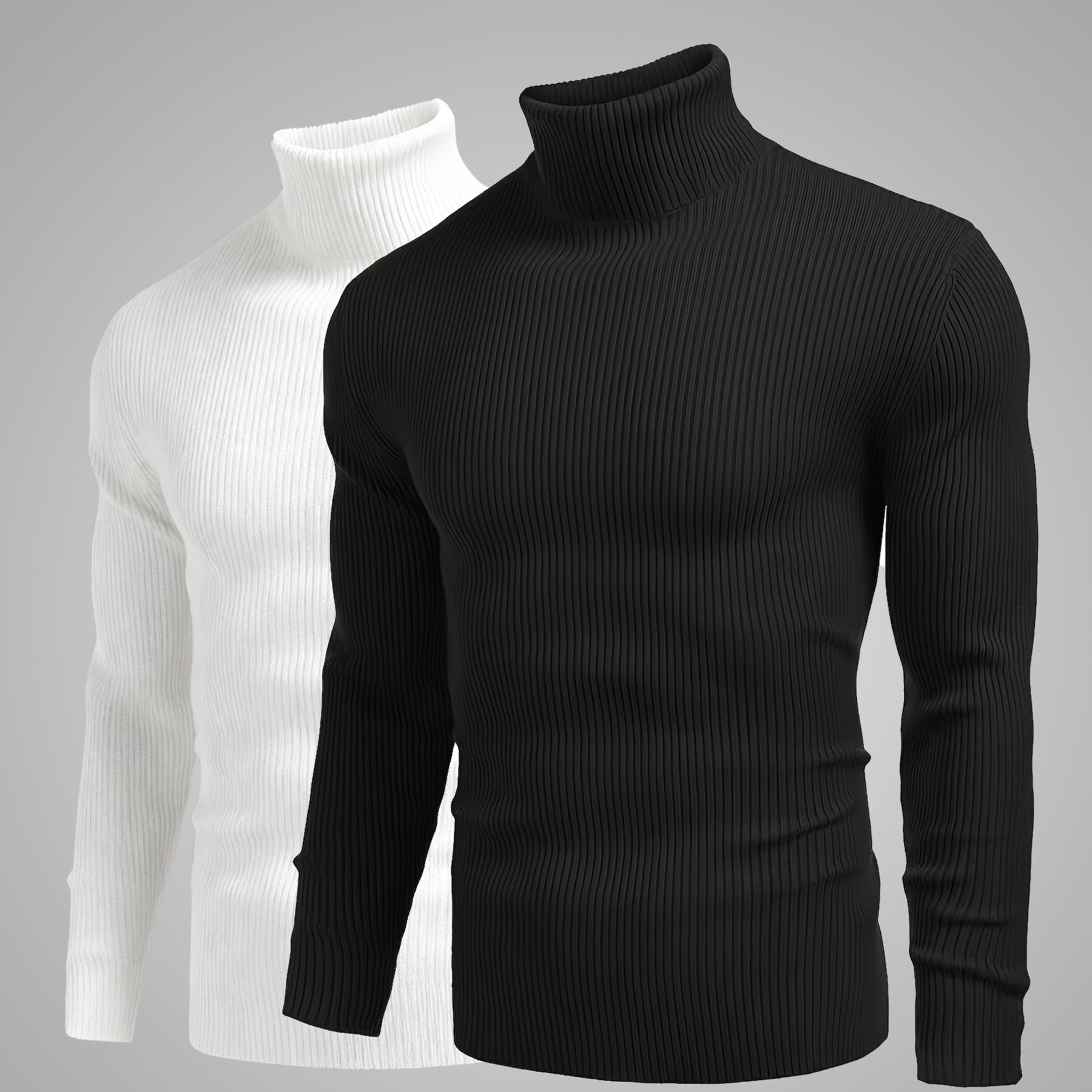 Image of Lu Hesheng Obm Two-pack Men's Sweatshirt Long Sleeve Autumn Winter High Neck T-shirt Knitted Casual Fashion Outerwear Comfortable Skin-friendly Texture Sportswear For Daily Wear Inner Layer