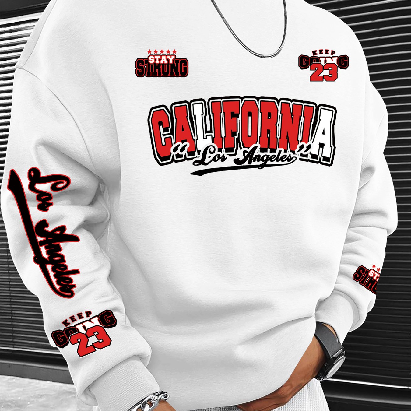 TEMU Men's Crew Neck Sweatshirt, "los Angeles California No. 23" City Theme Sweatshirt