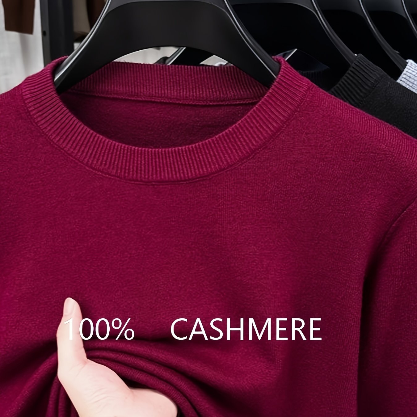 TEMU AW26 GESCHENKIDEE Herbst- und Winter Strickpullover aus 100% Kaschmir, einfarbig, Herren , modischer Langarm-Pullover, 1 Stück