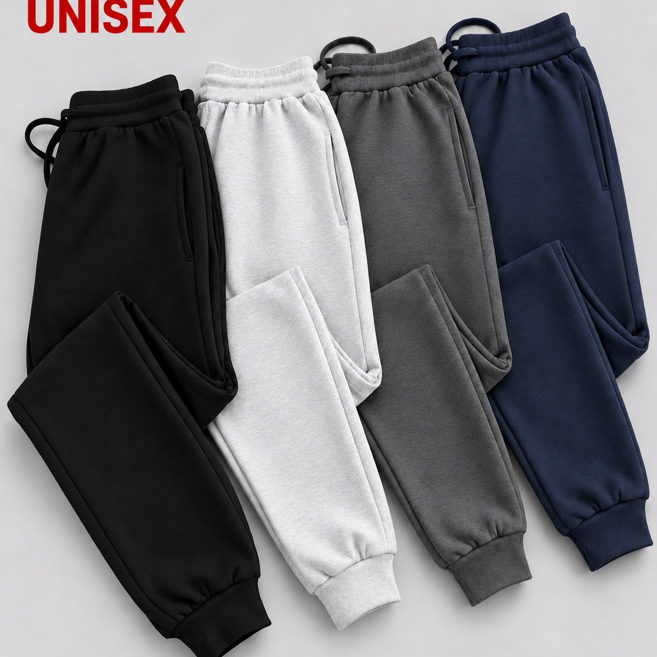 TEMU Morvant Men's 4pcs Fall Winter Thermal Jogger Pants, Solid Color Sweatpants With Elastic Waist Drawstring, Unisex Casual Running Workout Fitness