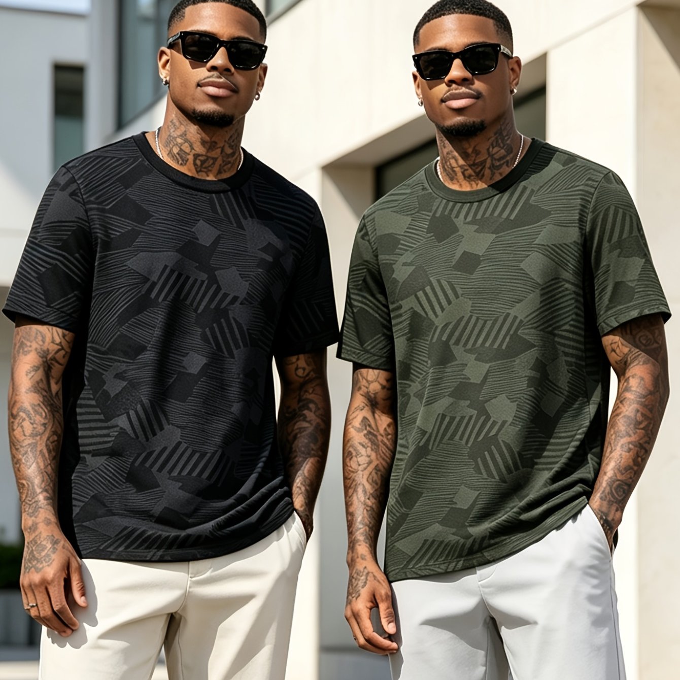 TEMU 2pcs Men's Plus Size Short Sleeve T-shirt, Solid Color, Large, Loose Fit, Crew Neck Top, Summer Outdoor Casual Commuting Half Sleeve, Plus Size,