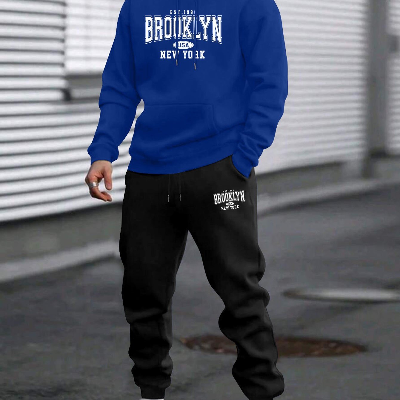 TEMU Conjunto de Sudadera con Capucha y Pantalones Casuales para Hombre con Estampado Hip-Hop, Ropa de Otoño e Invierno para Hombre, para el uso