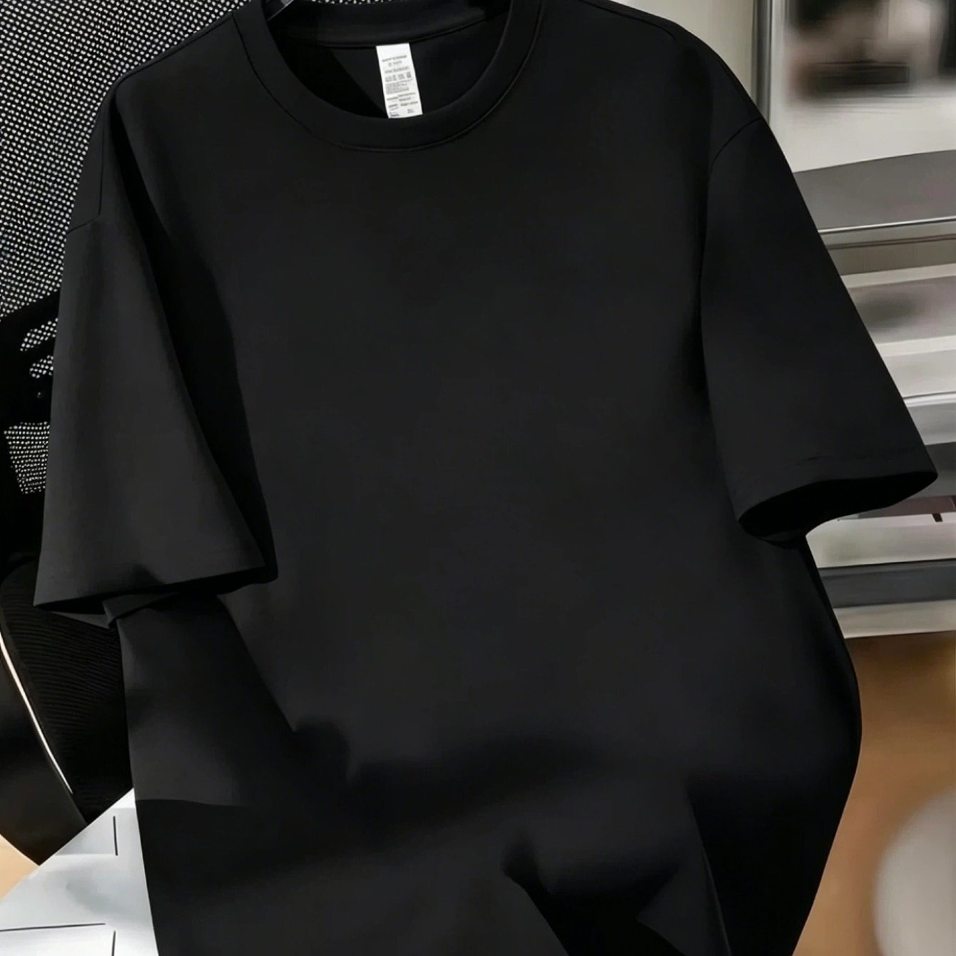 TEMU [breathable Summer Tee] Men' Plain No Print Crew Neck Short Sleeve Outdoor Casual Top, Basic Inner Layer For Daily Wear