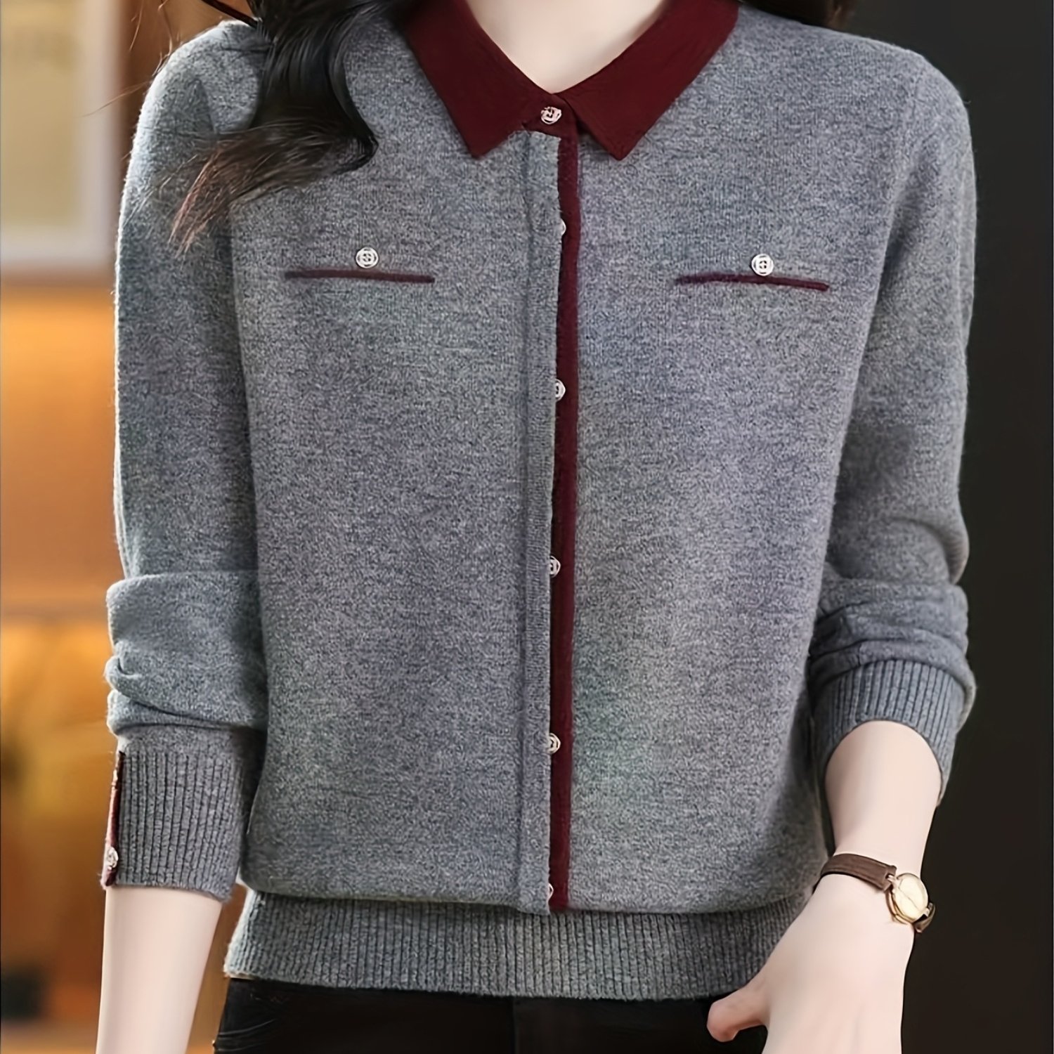 TEMU Autumn Winter New Style Lapel Sweater Inner Wear Worn Outside Base