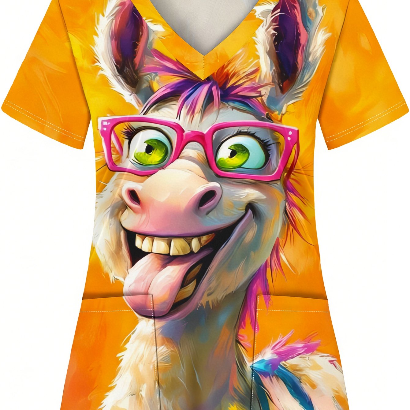 TEMU Fun Cartoon Women's Nurse Uniform, Work Fashion Nurse Workwear