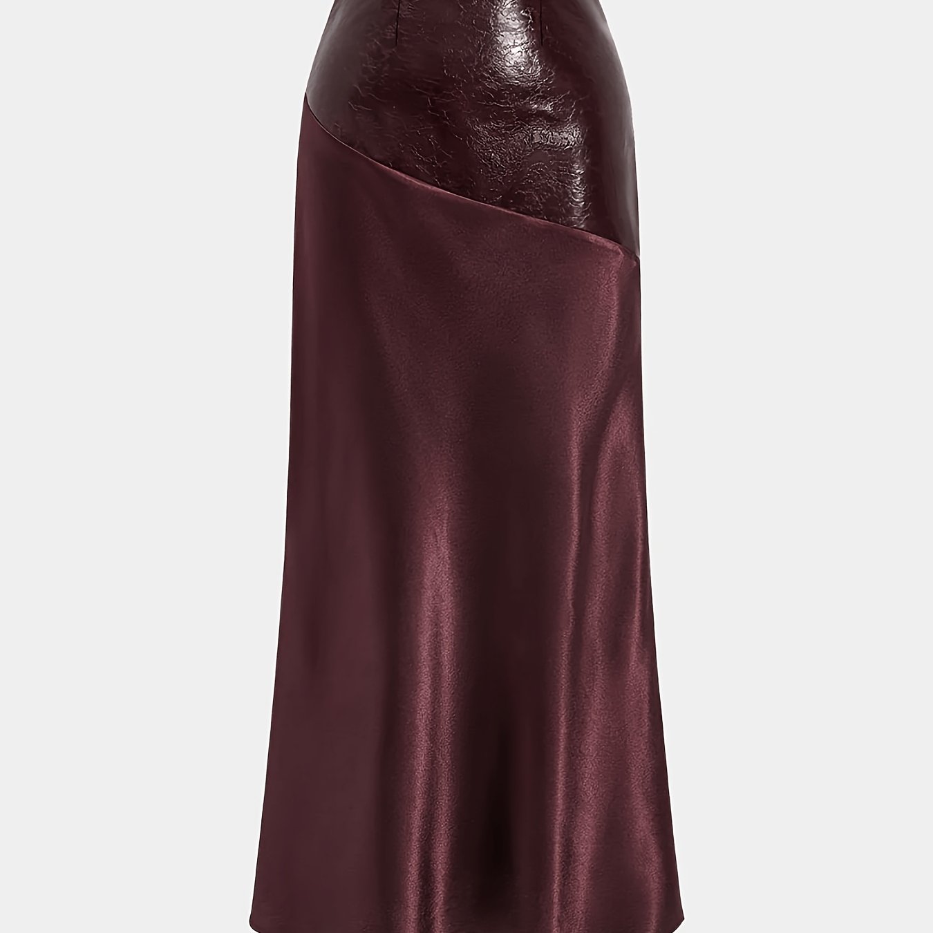 TEMU Elegant Women's Pu Satin Designer Midi Skirt For Parties, Halloween, And Dates