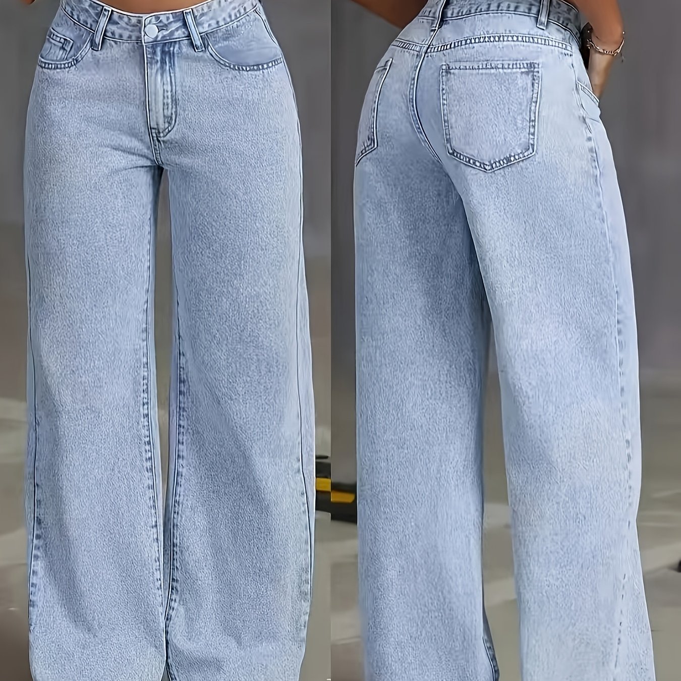 Women's Slim Fit Straight Wide Leg Snowflake Jeans