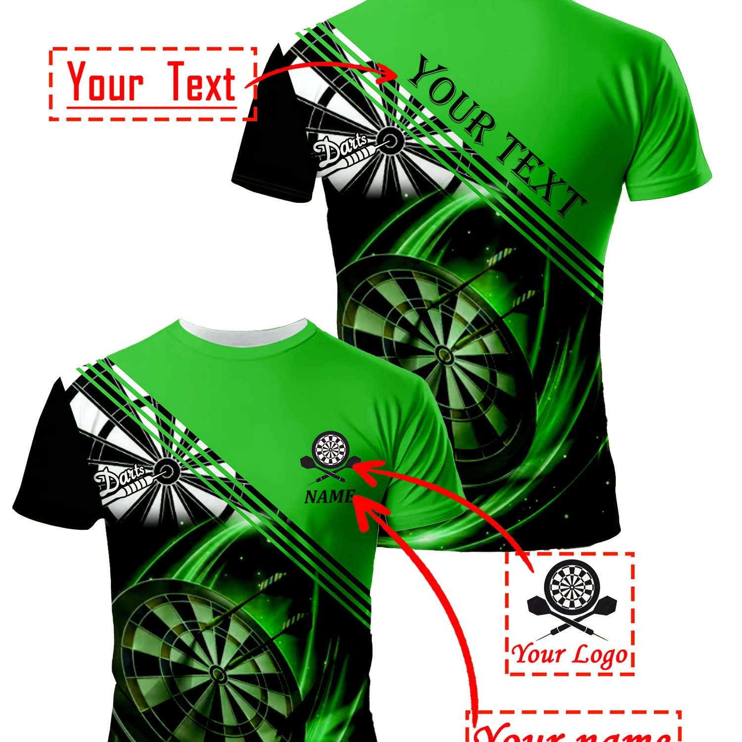TEMU Men's Custom Casual T-shirt Featuring A Dart And Design, Suitable For Sports And , Everyday Outfits, Sporty Style, , Athletic T-shirt, For