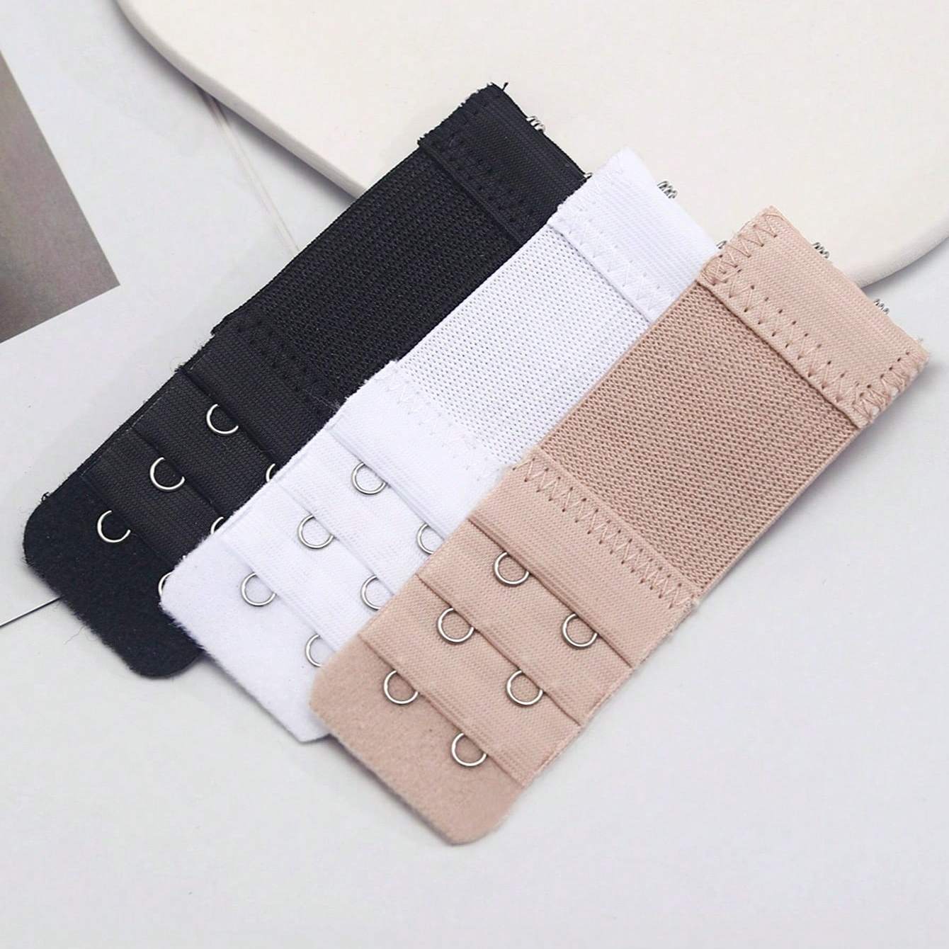 TEMU 3pcs High Elastic Bra Extender 3 Stretchy Bra Strap Extension Soft Comfortable Underwear Strap Extender For Tight Bras Weight Black White Nude