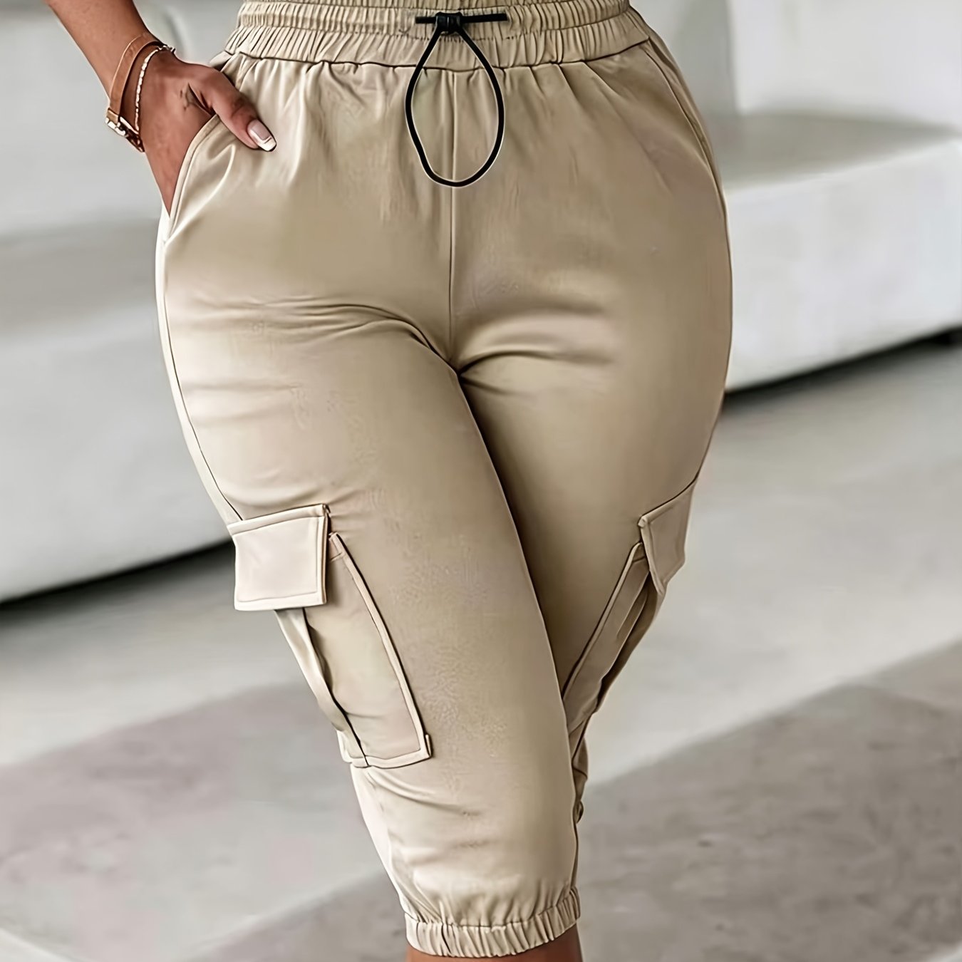 TEMU FKDQ66T Pantalon Capri Western Printemps Été Décontracté Extérieur Polyvalent à Poches