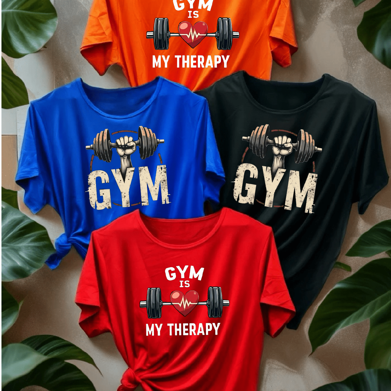 TEMU Gym Printed T-shirt, Four-pack Short Sleeve Round Neck Casual Tops For Summer And Spring, Women's Wear