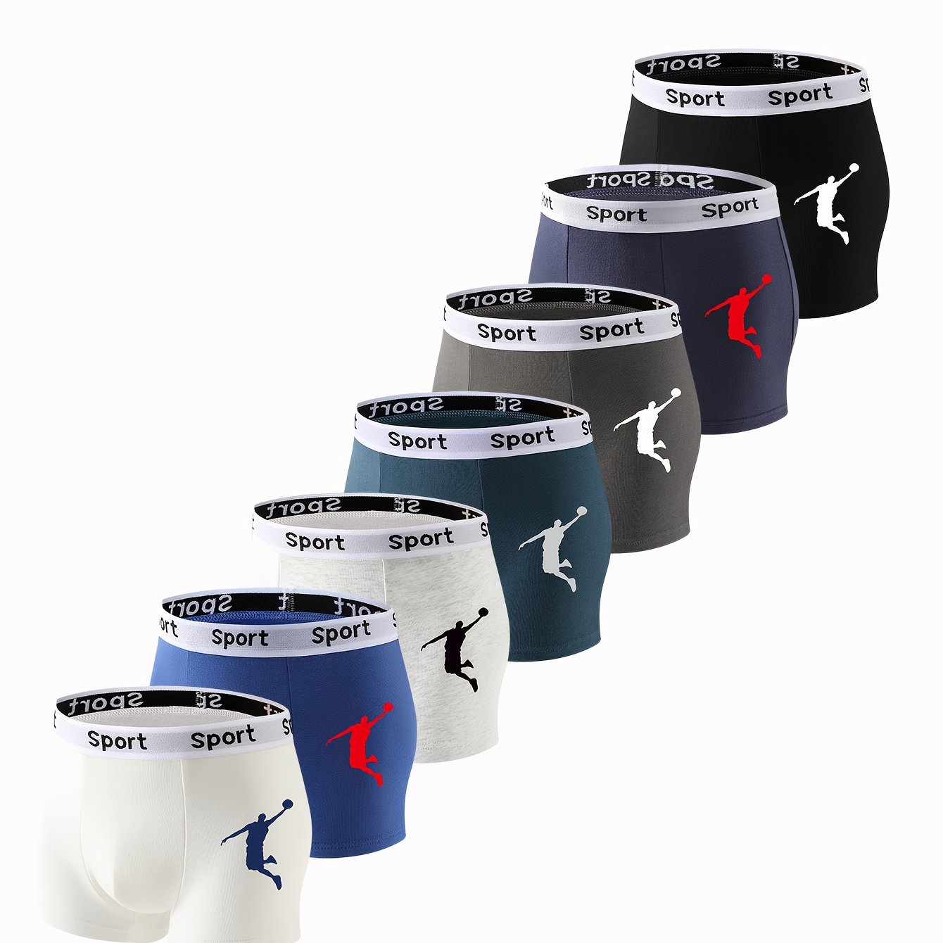 7-pc Boys Cool Athletic Player Pattern Comfortable Cut Briefs