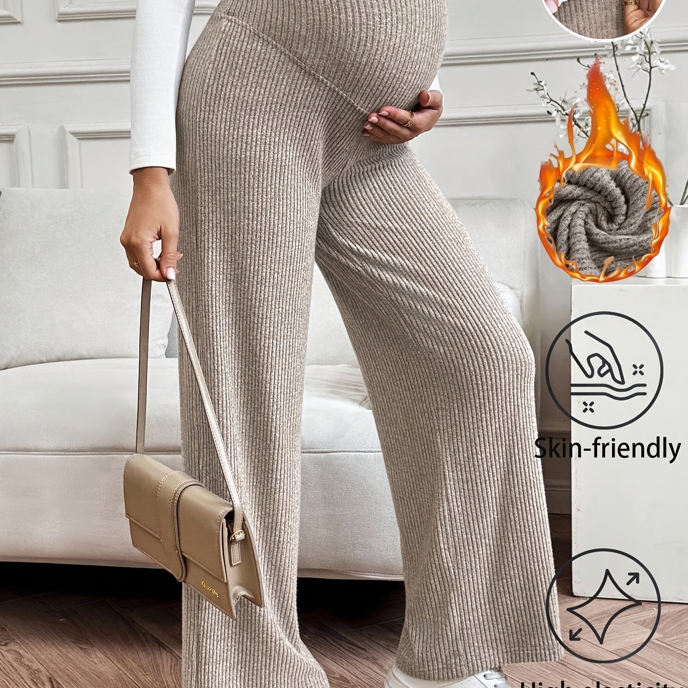 TEMU Maternity Autumn Clothing, Straight Leg Pants, Wide Leg Pants, Casual Trousers, Elegant Trousers, Maternity Pants
