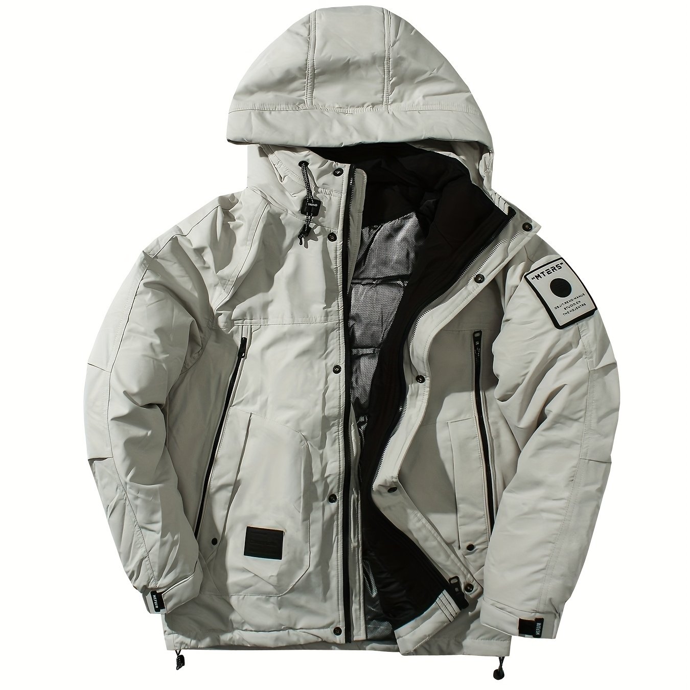 Men's Padded Hooded Down Jacket for Outdoor Hiking
