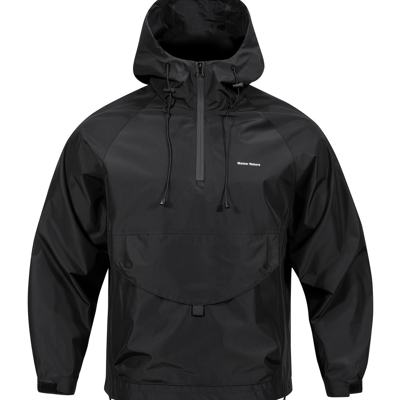 Pullover Hooded Workwear With Loose Half-zip Jacket For Men