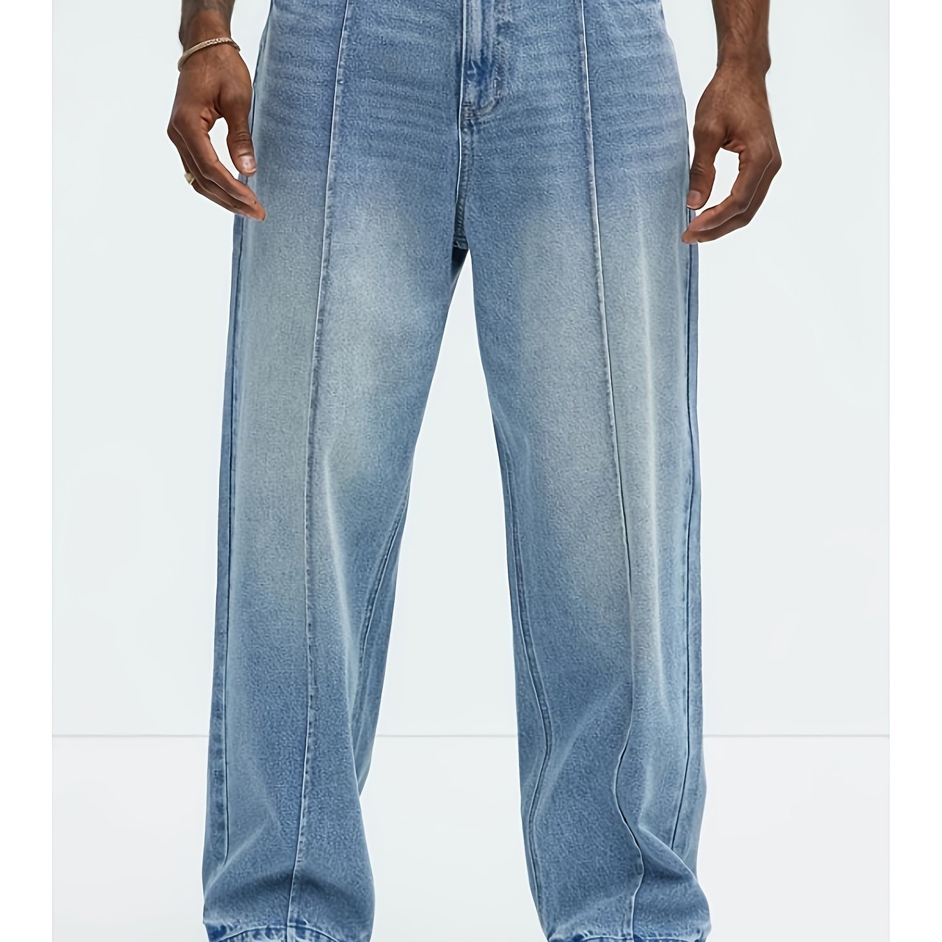 Image of Men's Jeans Loose Straight Fit 2025 Men's Versatile Long Pants Blue Stretch Wide-leg Trousers, Autumn Menswear