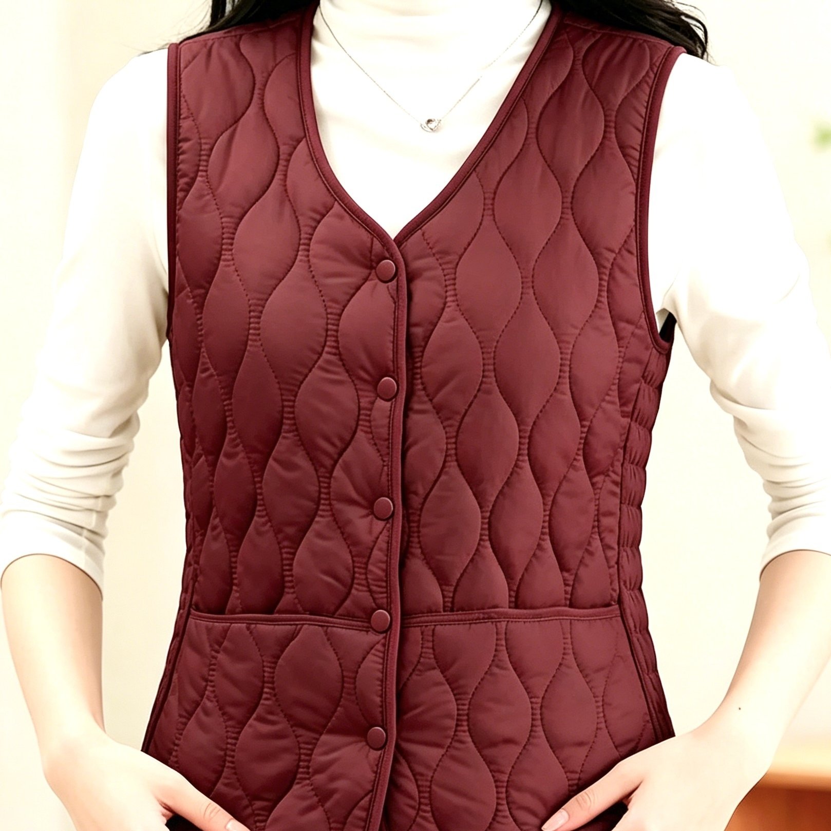TEMU Gilet matelassé à col en V pour femme, printemps, automne, hiver, avec ceinture à cordon de serrage latéral, taille froncée pour un effet,