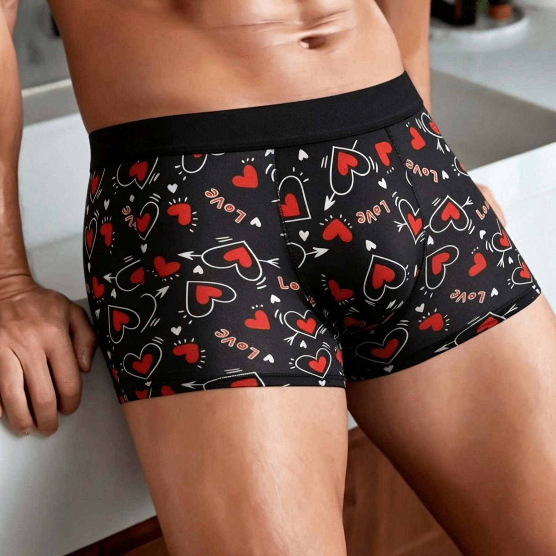TEMU Men's Boxer Briefs For Valentine's Day, Soft And Comfortable For Daily Wear