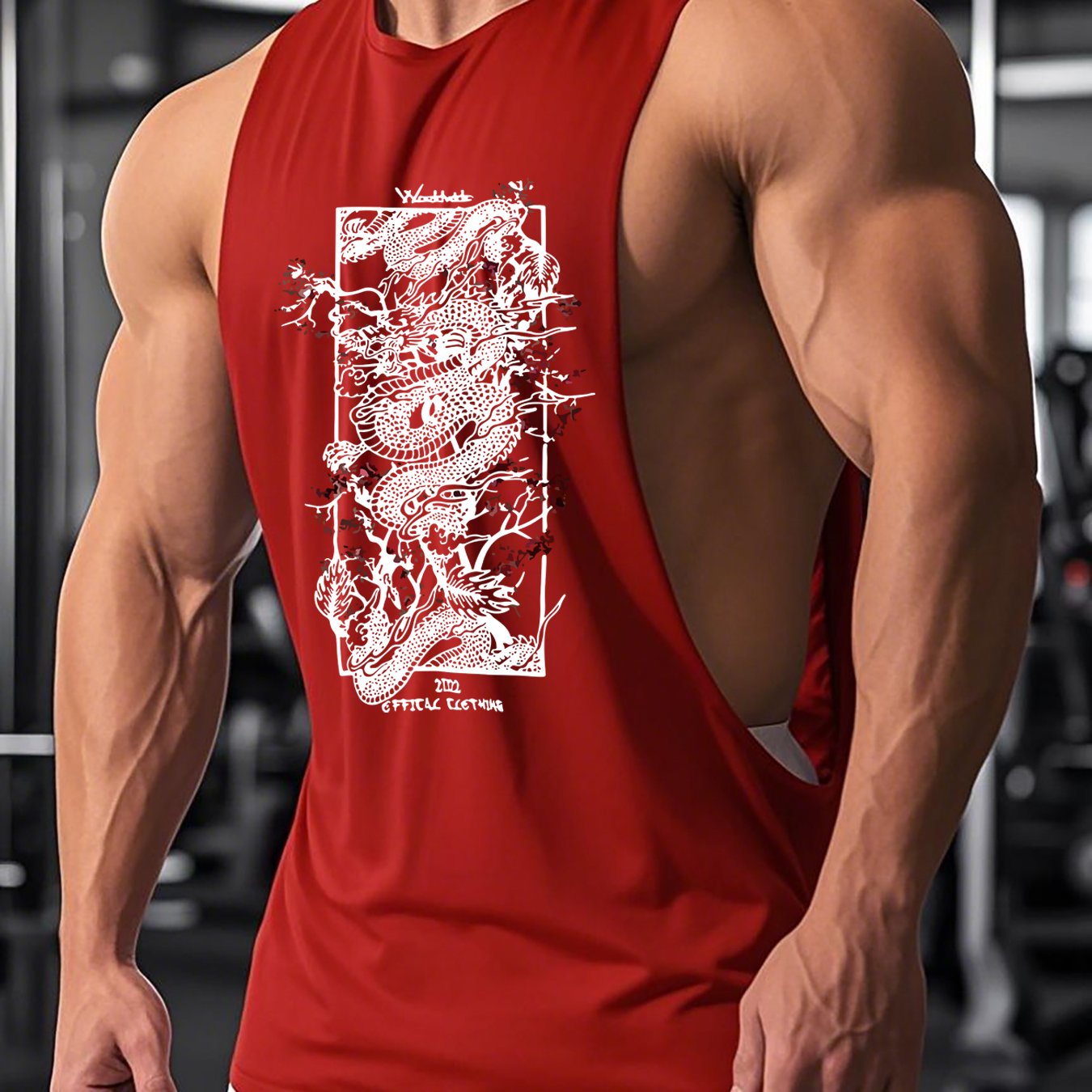 TEMU Men's Summer Fitness Muscle Tank Top, Sports Print, Breathable, Casual, Moisture-wicking, Training, Sleeveless, Quick-drying, Workout B01#l2