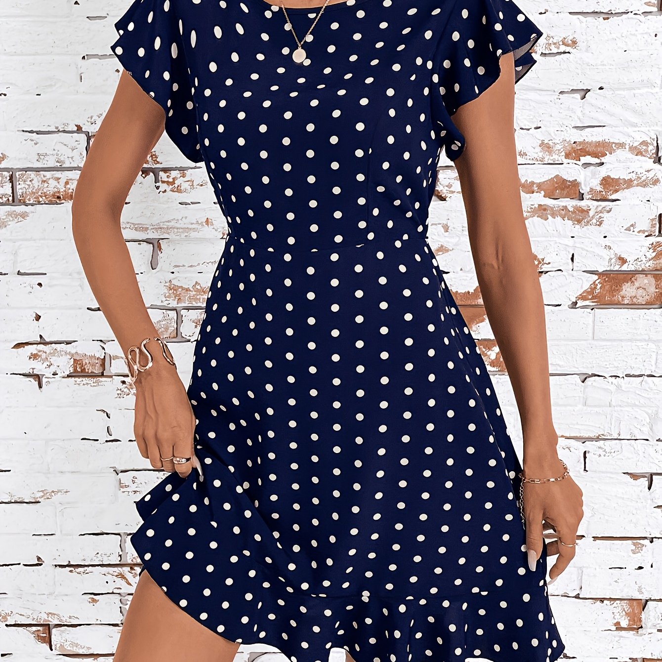 E-shop Elegantes französisches Sommerkleid mit Polka-Dots für Damen