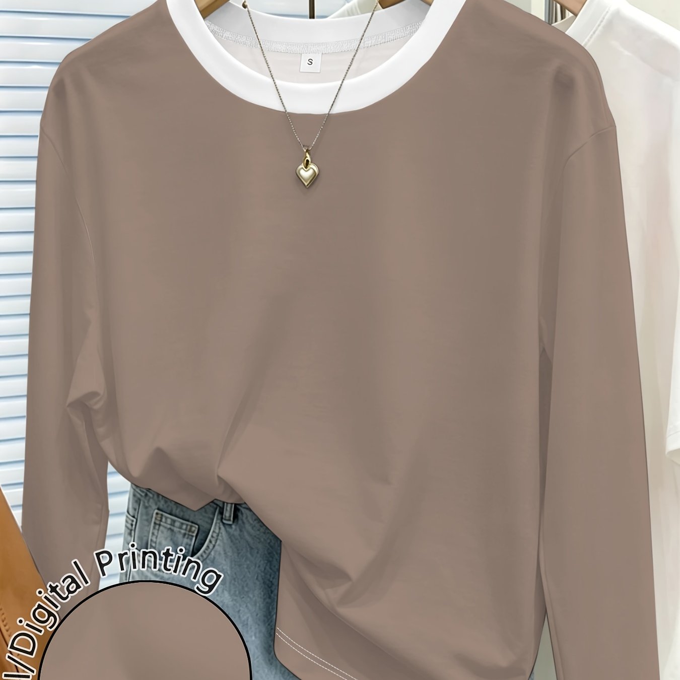 TEMU Women's Crew Neck Long Sleeve T Shirt Casual Summer Tops