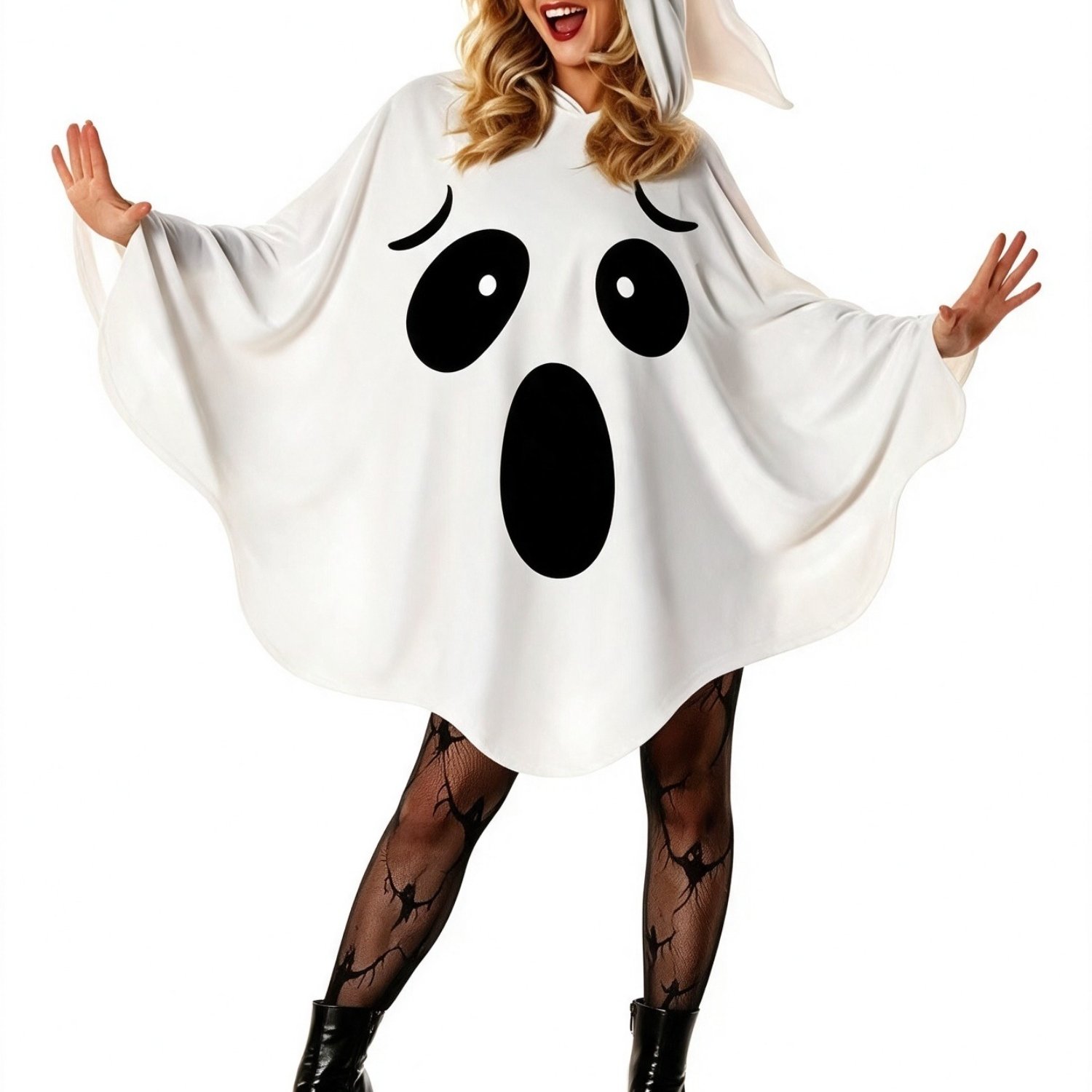 Image of Halloween Costume Cute Hooded Eyes And Mouth Design For Parties, Witches, Or Halloween Themed Events Halloween Costume Set Versatile For Occasions Suitable For Adults And