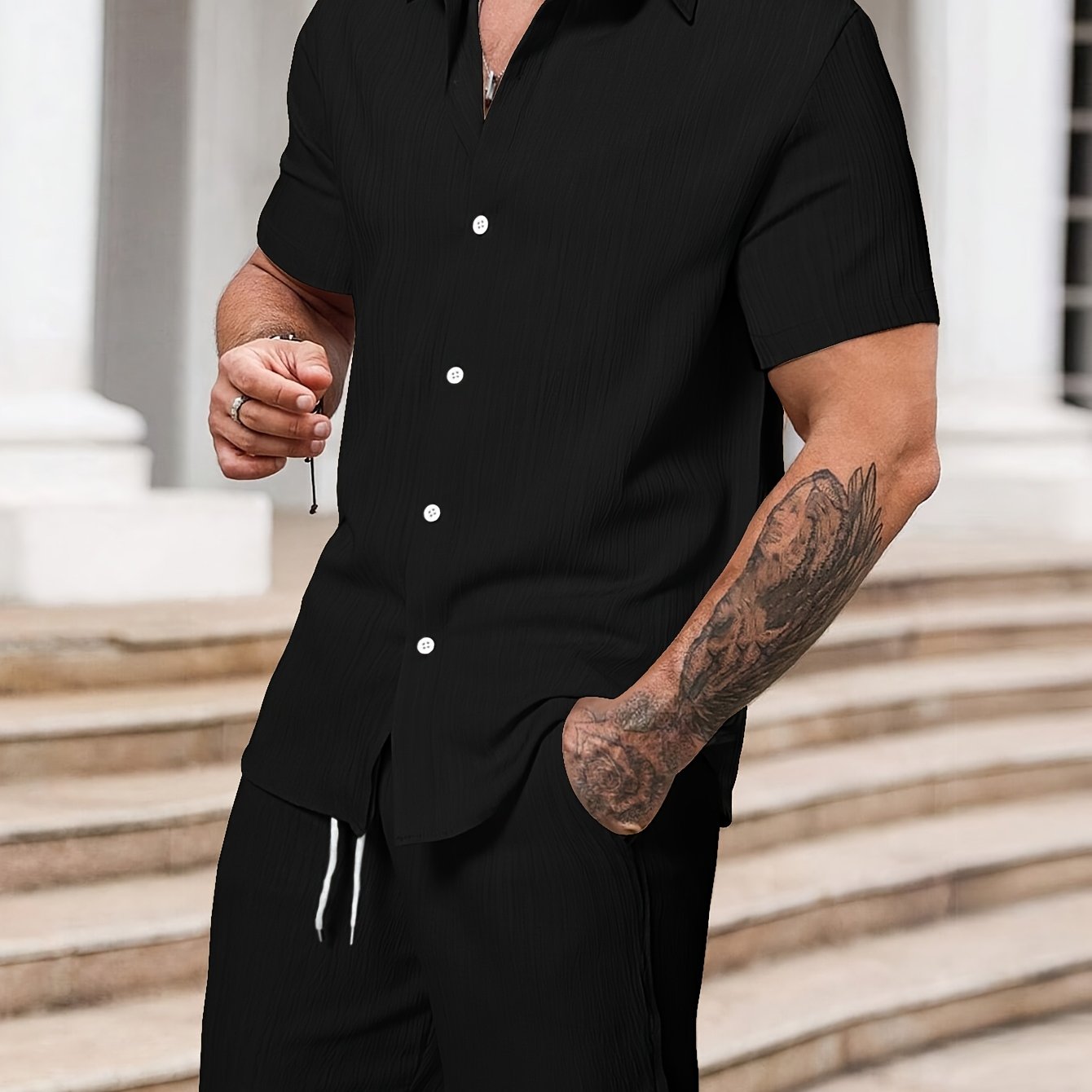 Chemise En Lin À Col Mandarin Pour Hommes Chemise De Style Chinois À Manches Courtes, Grande Taille À 6XL Du 24,17 € | DHgate