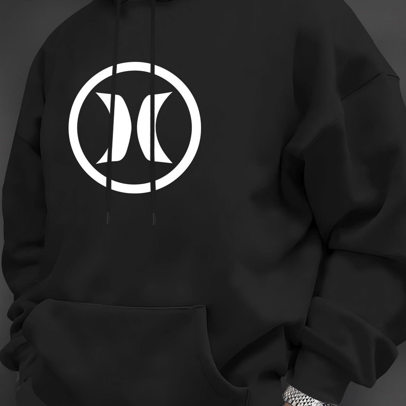 TEMU Sweat à capuche élégant pour homme avec un motif géométrique, parfait pour décontracté et l'entraînement air pendant d'automne et d'hiver, tissu