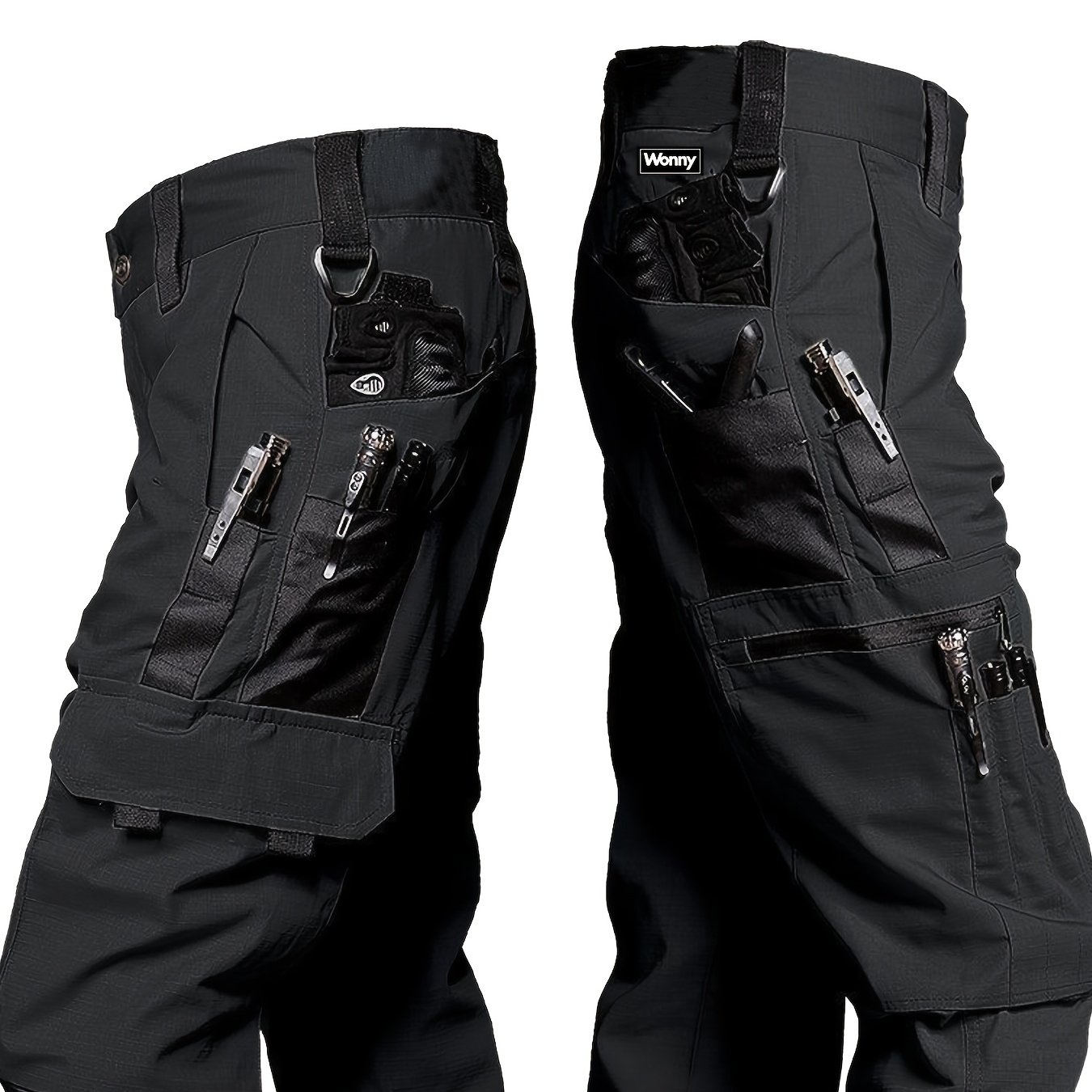 TEMU 1pc Men's Tactical Cargo Pants, Multi-pocket, Durable Work Pants For Outdoor Construction Work, Hiking, Spring And Fall | Adjustable Waistband |