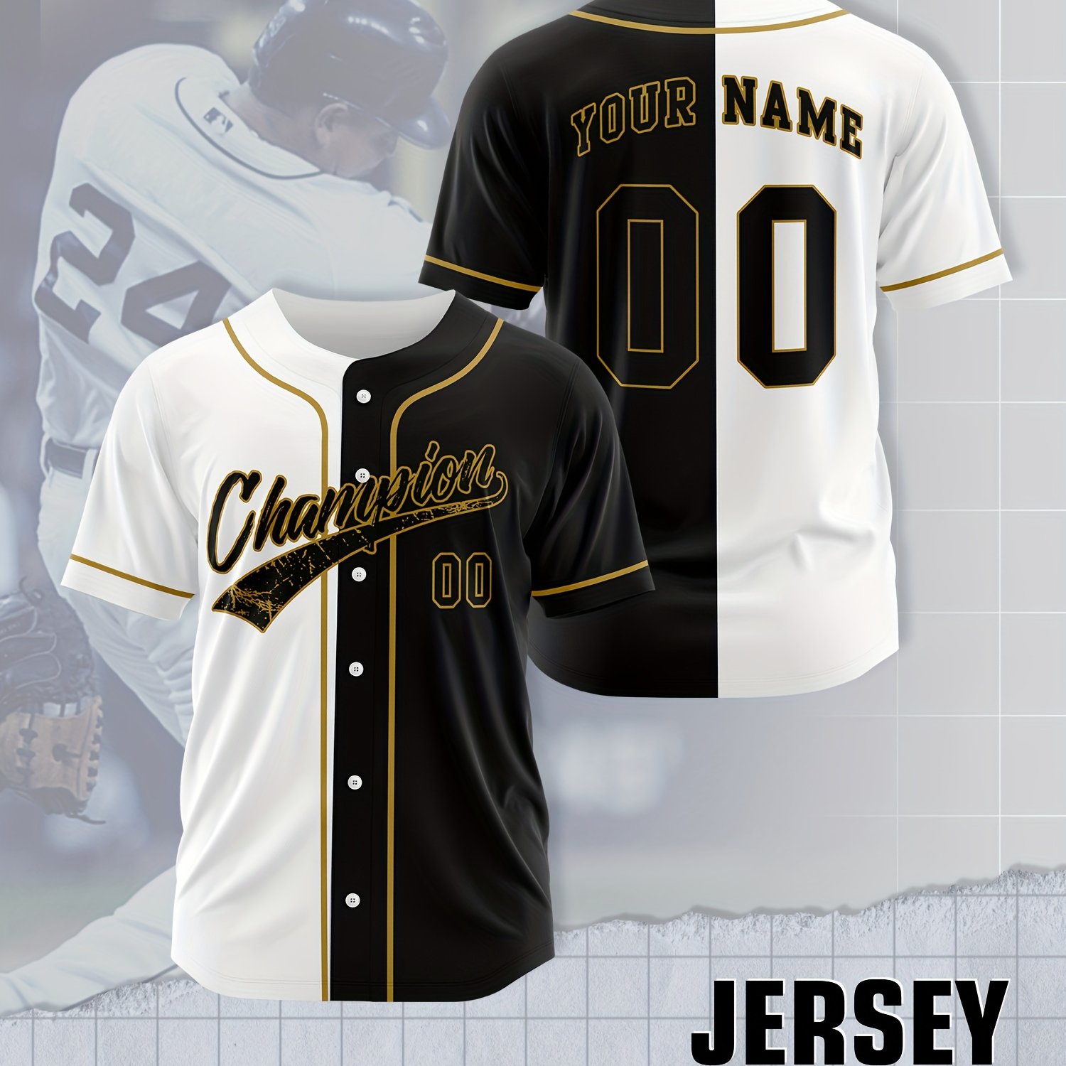 TEMU Custom Baseball Jersey - Personalized Name & , Fit, For Training