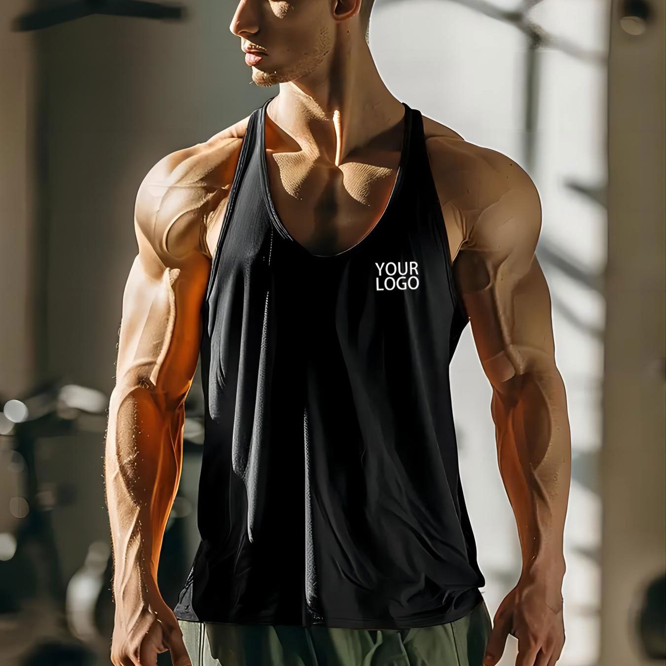 TEMU Custom Men's Casual Tank Top â Add Your Logo Or Photo, Made From Soft And Breathable Fabric, Suitable For Fitness, Sports, And Daily Wear