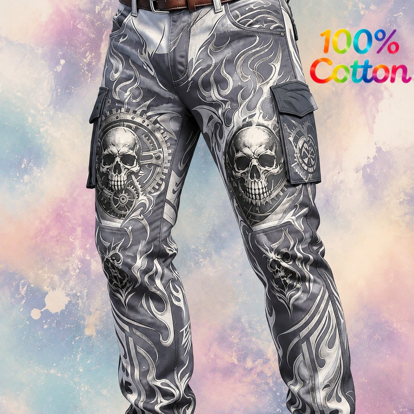 Image of 2026 Men's Fashion Skull Cargo Pants (no Belt) - Your Edgy Style With Artistic Designs And !