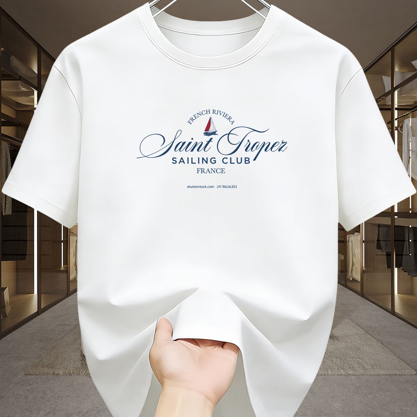 TEMU Luxurious Vacation Vibe, Yacht Club Artistic Slogan Pattern, Easy And High-end Versatile Outfit For Young And Middle-aged Men For And Dates,