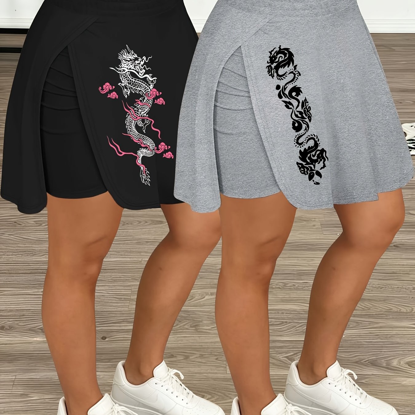 TEMU 2026 Spring/summer Hot New Arrival Women' Casual Light Y Trendy Cool Dragon Totem Print Versatile Commuter Streetwear Short Women's Bottom Wear