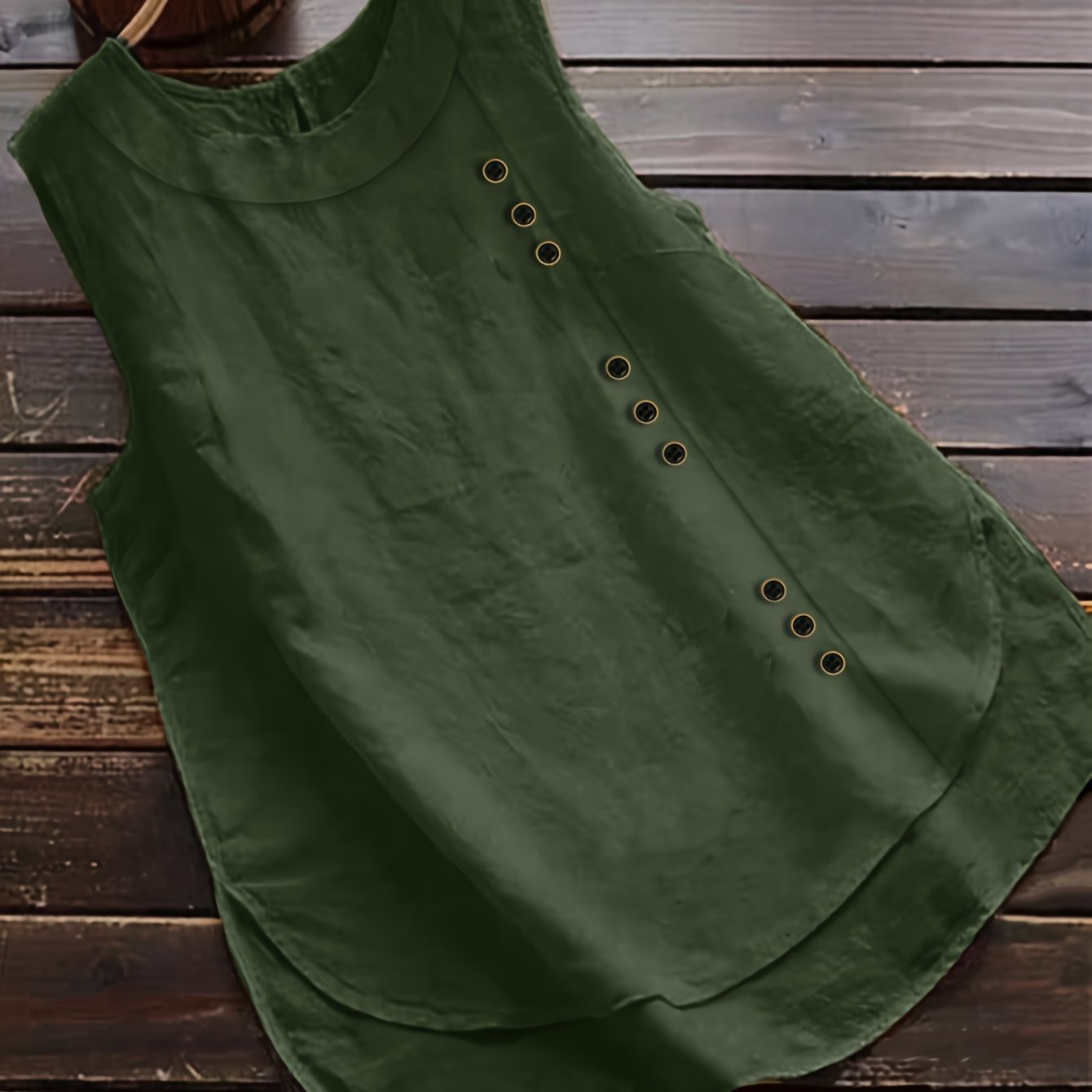 Solid Color Loose Front-button Fashion Vest