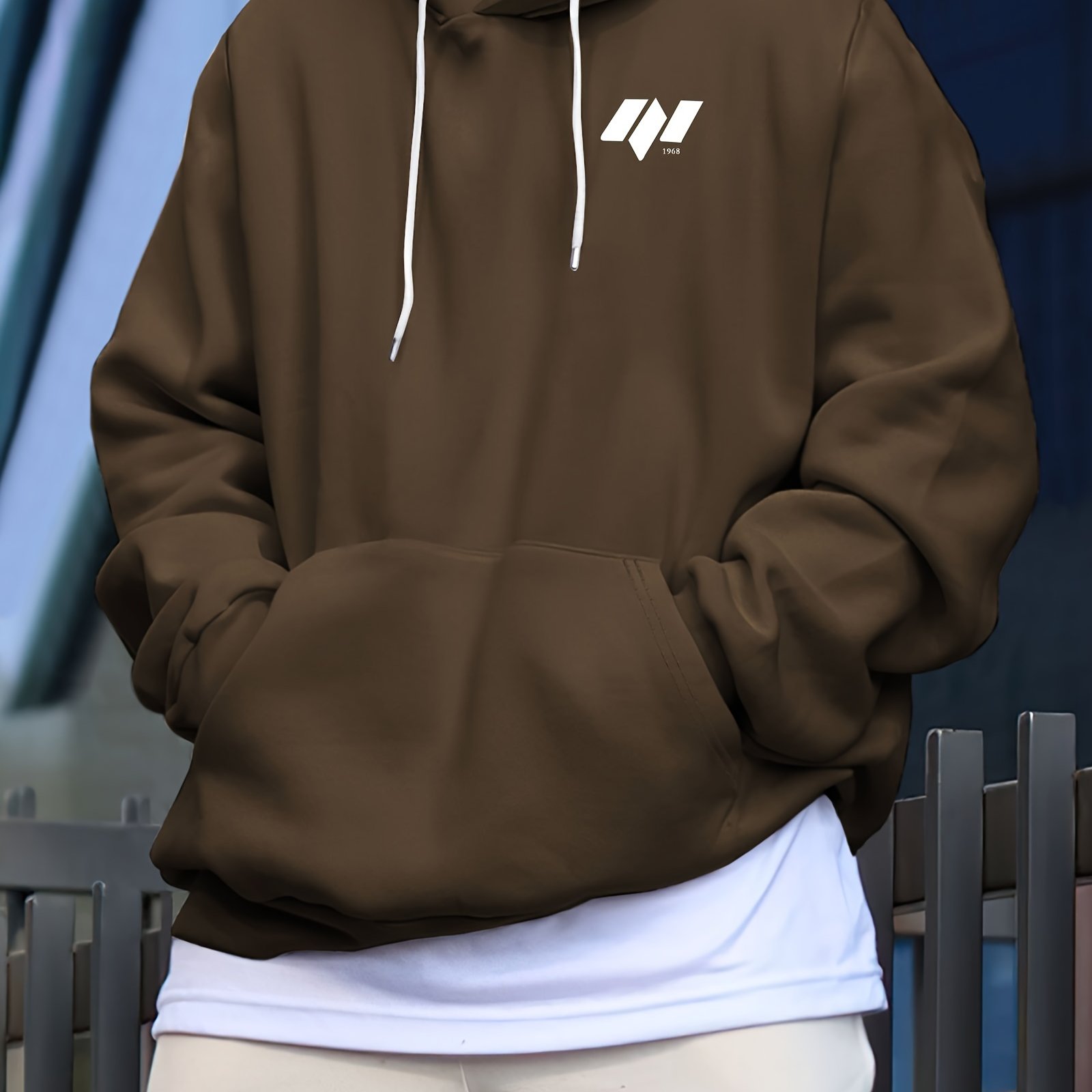 TEMU Men's Creative Print Plus-size Hoodie, Plus Size
