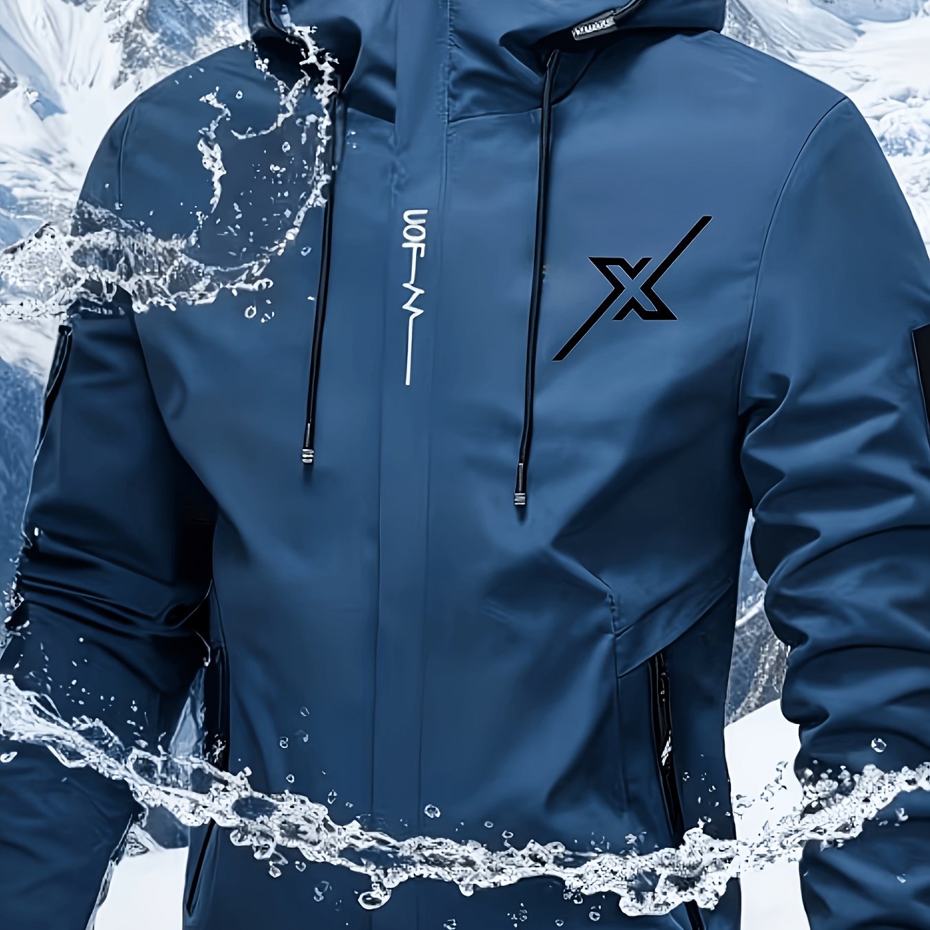 TEMU Men's Lightweight Softshell Jacket With Windproof Hood, Splash-, Stylish Solid Color With Pockets, Abrasion-resistant, Breathable, And Machine