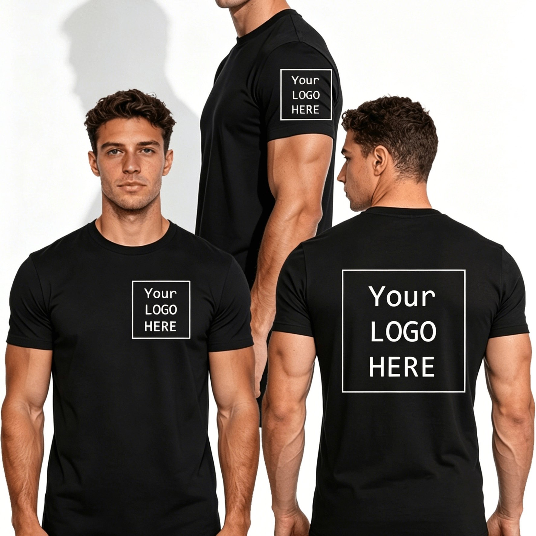 TEMU T-shirt Personnalisé pour Homme, Vêtement d'Été Personnalisé pour Homme, Options d'Impression sur la Poitrine, les Poignets et le Dos (Trois