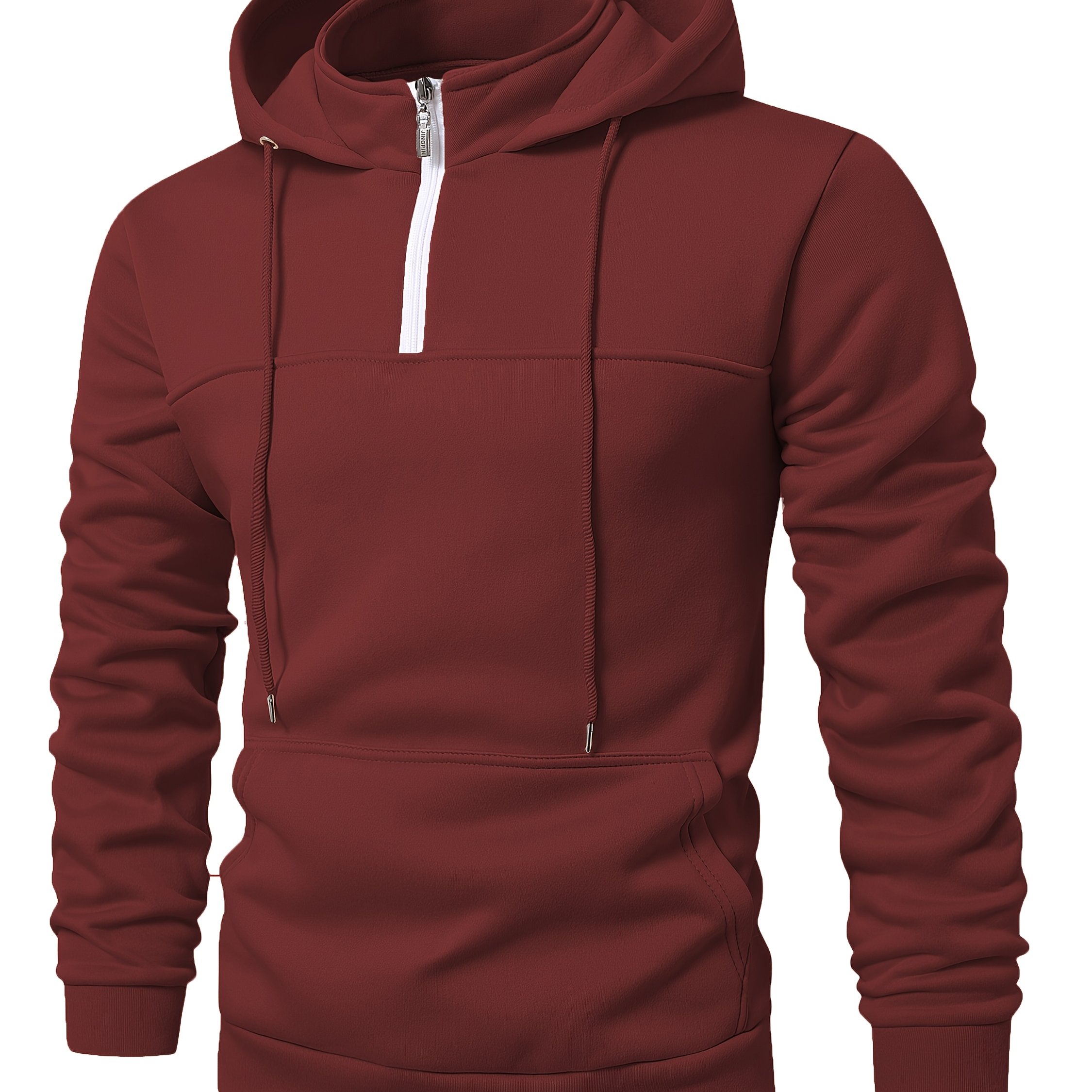 TEMU Autumn/winter 's Hooded Sweatshirt Half-zip Long Sleeve European Size -border Trendy Fashion Men' Color Hoodie