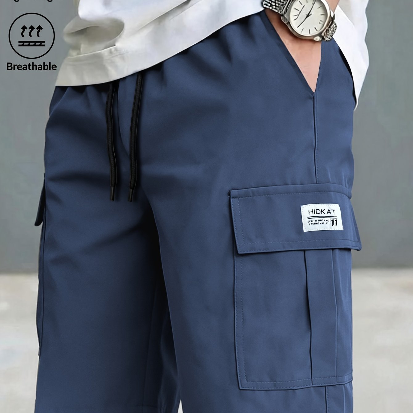 E-shop Herren Sportliche Freizeit-Workshorts mit mehreren , Kordelzug und elastischem Bund, geeignet für Outdoor-Wandern, tägliches Laufen und Pendeln