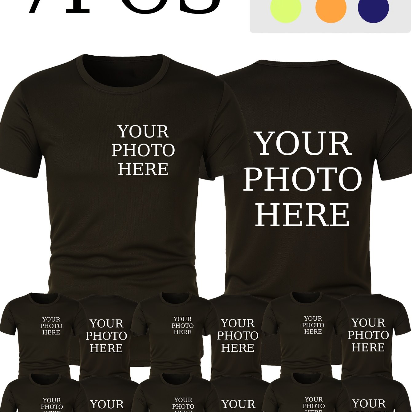 TEMU 7er-Pack personalisierte Herren-Sport-T-Shirts mit individuellem Foto-Druck und Logo-Design, schnelltrocknend, bequeme High-Performance-T-Shirts