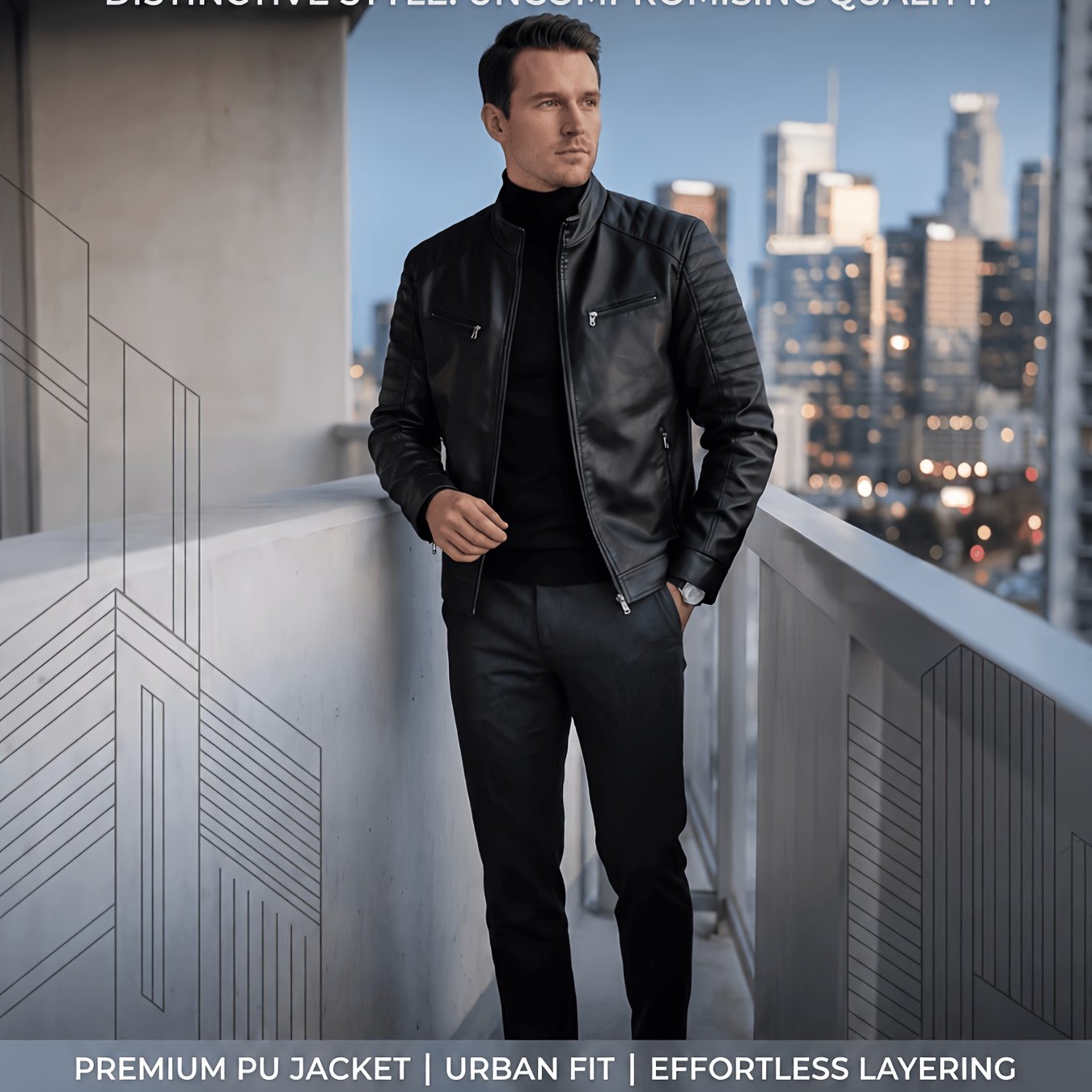 TEMU Men's Casual Stand Collar Jacket Lightweight Slim Fit Jacket Fashion Streetwear Coat For Men Regular And Plus Size