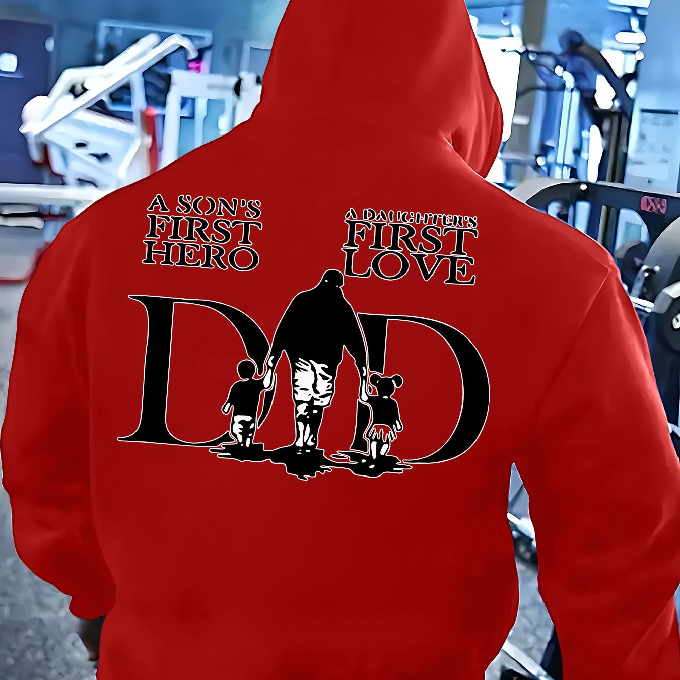 TEMU Daughter Back Print Men's Casual Hoodie Long Sleeve Pullover, Front Pocket, Machine Washable, Autumn/winter Warm Sweater Sweatshirt, Everyday