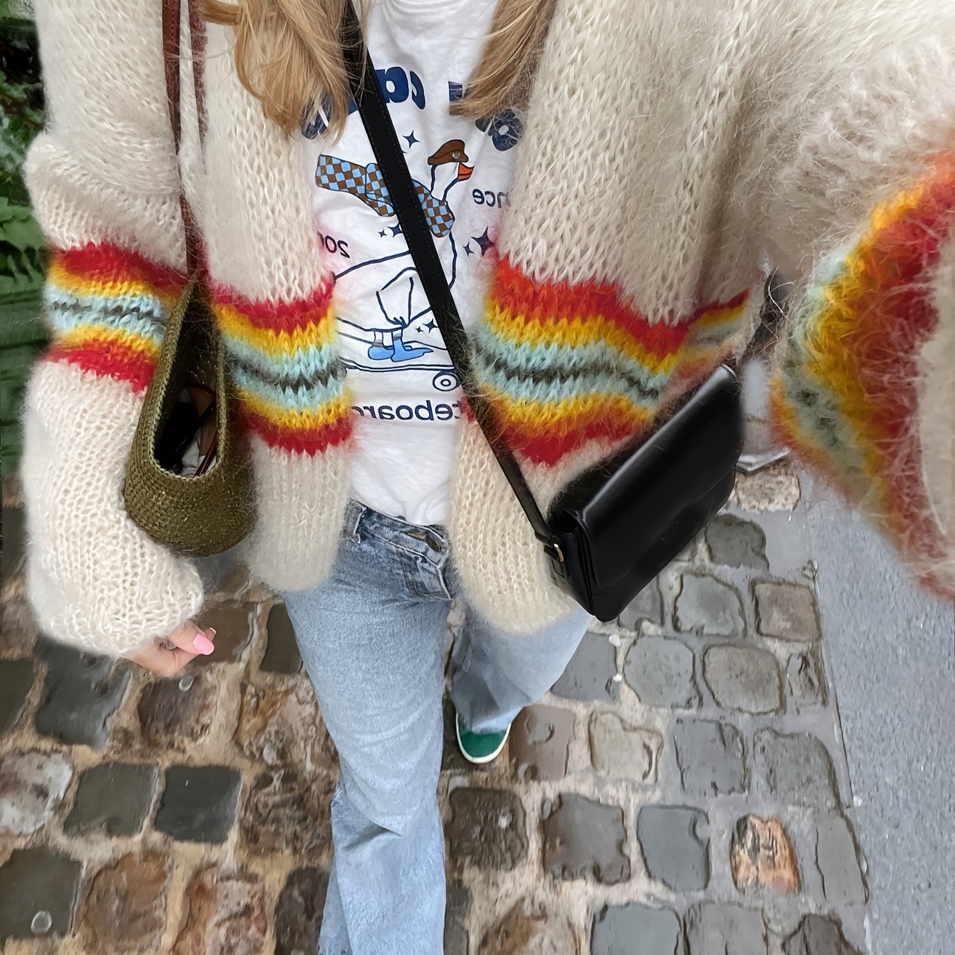 Autumn-winter New Elegant Contrast Color Floral Women's Cardigan
