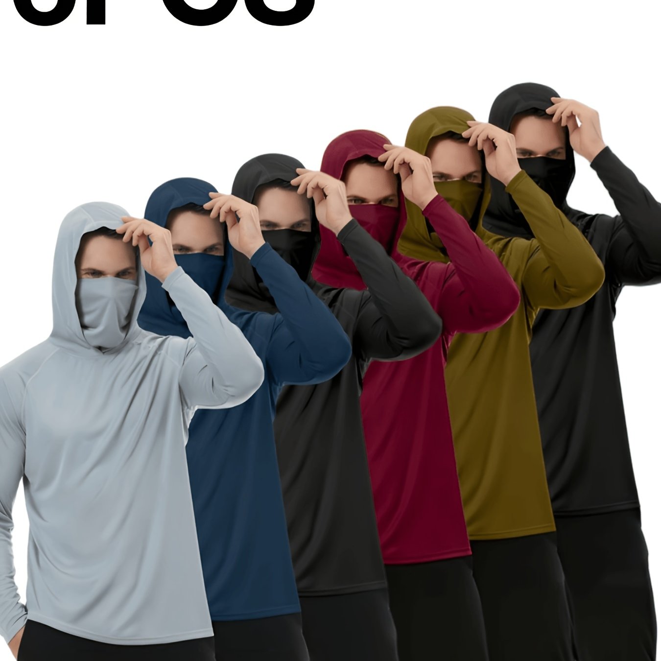 TEMU 6pcs Men's Fashion Hoodie Set With Built-in Mask Trendy Style Lightweight , Quick-dry Breathable 2026 Valentine's Day Gift