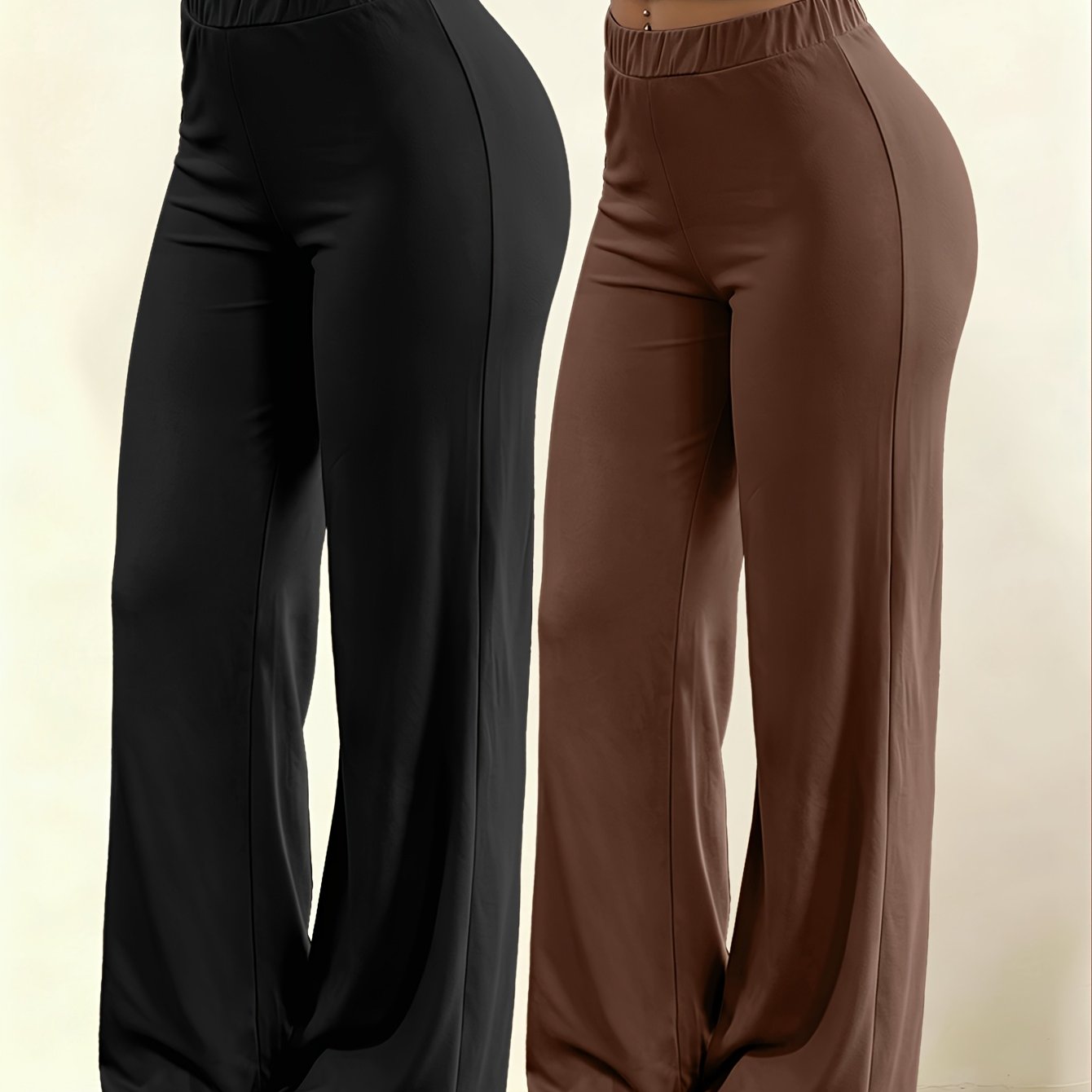 TEMU 2pcs Set: Women's Wide-leg Pants, Women's Stretchy Trousers, Autumn Women's Pants, Comfortable Stretch Fabric For Home, And , Gift For Women