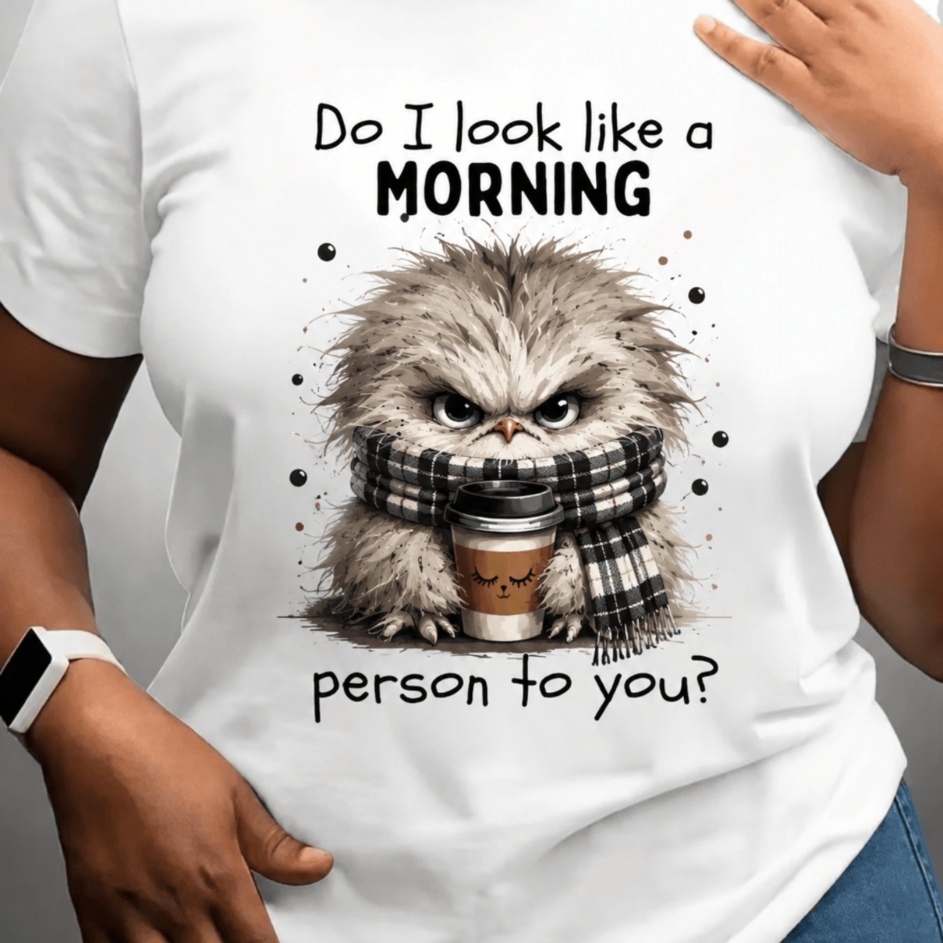 TEMU Plus Size, , Do I Look Like A Morning Personwomen's Casual Creative Print Tshirt, Holiday Gift, Comfortable Fabric, Springsummer Tshirt, Machine