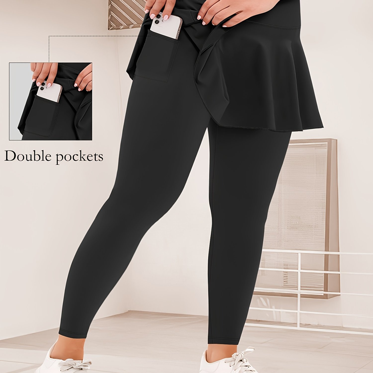 E-shop Plus Size - Plus Size - Plus Size High-Waist Skort mit Innentasche, 3/4-Länge - Frühling/Sommer Neuankömmling