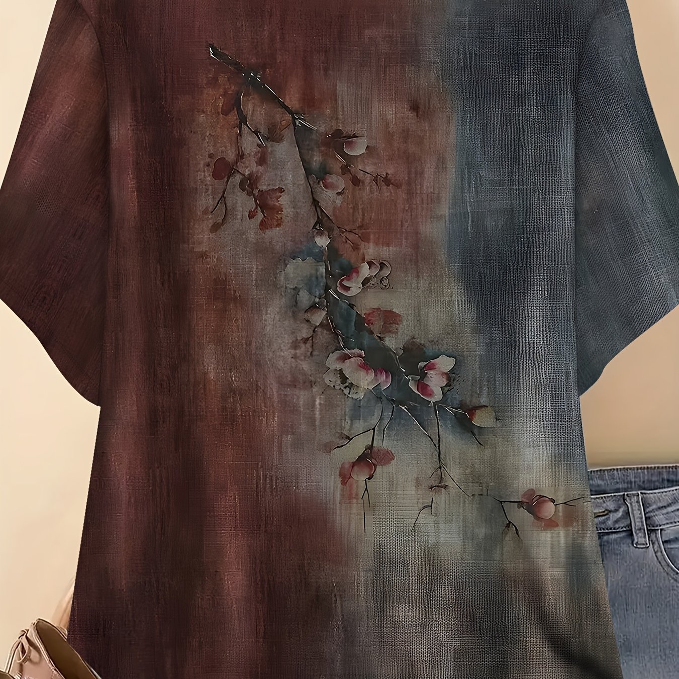 TEMU Women's Round Neck T-shirt, Casual Top, Suitable For Daily